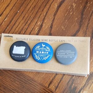 Set of Three Silicone Wine Bottle Caps